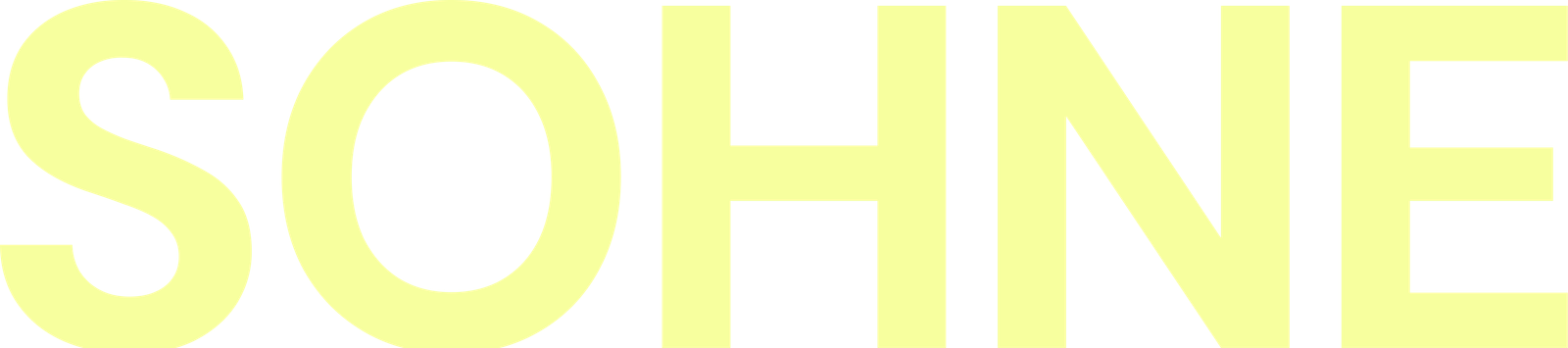 The word SOHNE in large pale yellow capital letters against a black background.